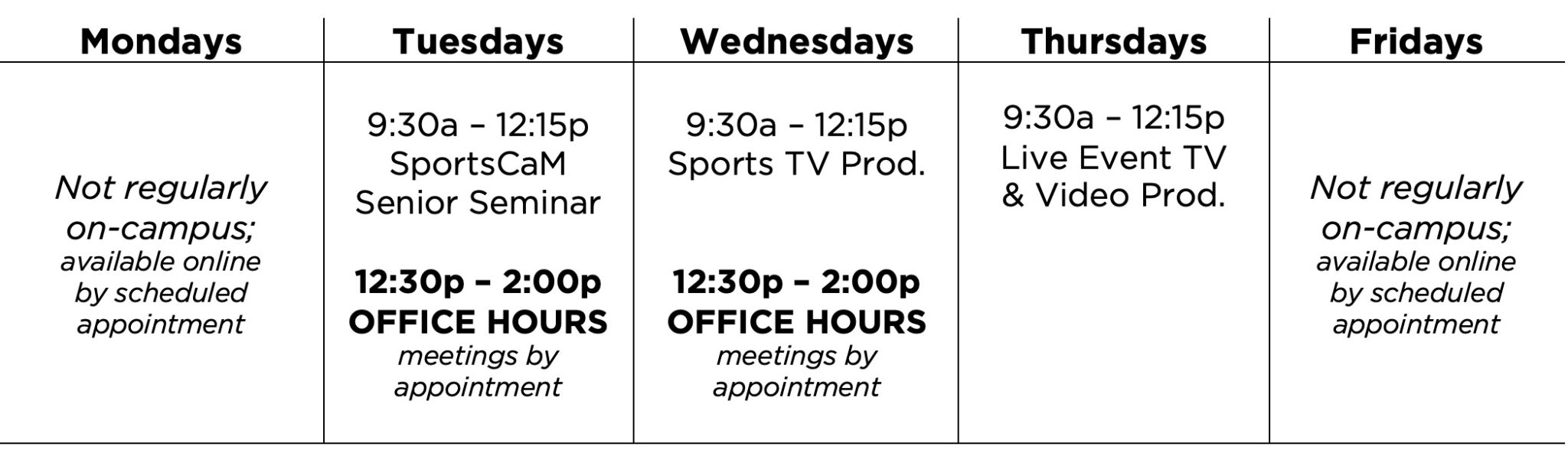 Weekly Schedule